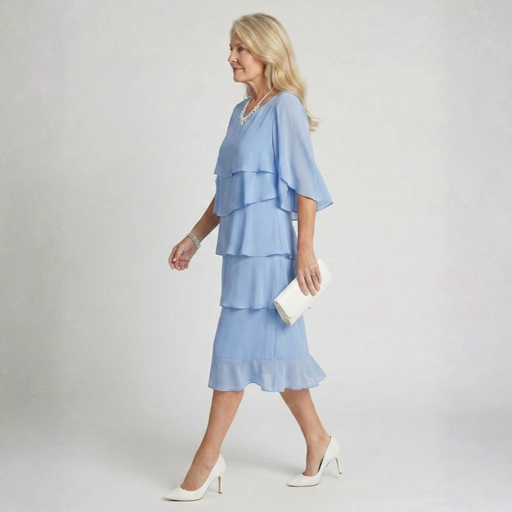 Victoria | Elegant Cascade Chiffon Dress