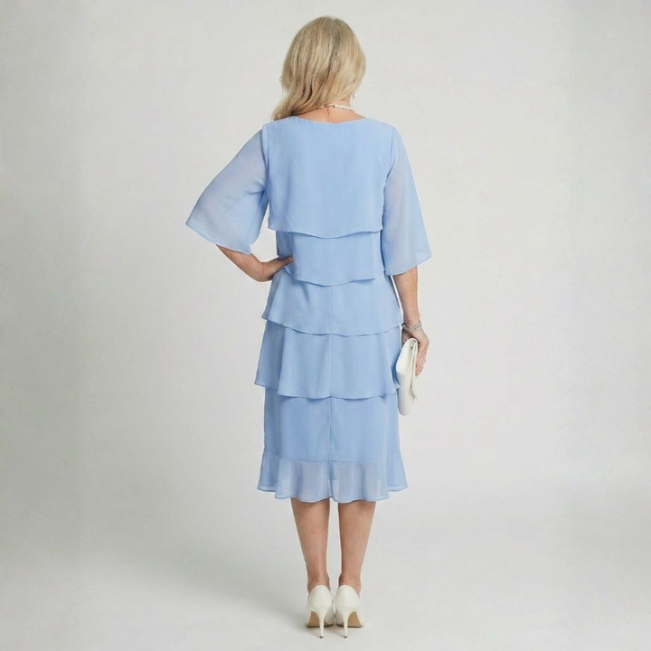 Victoria | Elegant Cascade Chiffon Dress