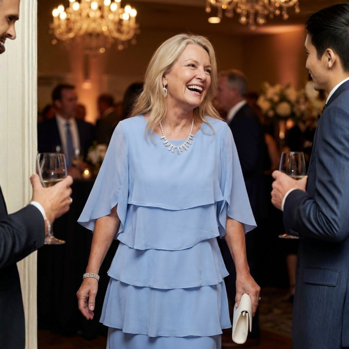 Victoria | Elegant Cascade Chiffon Dress