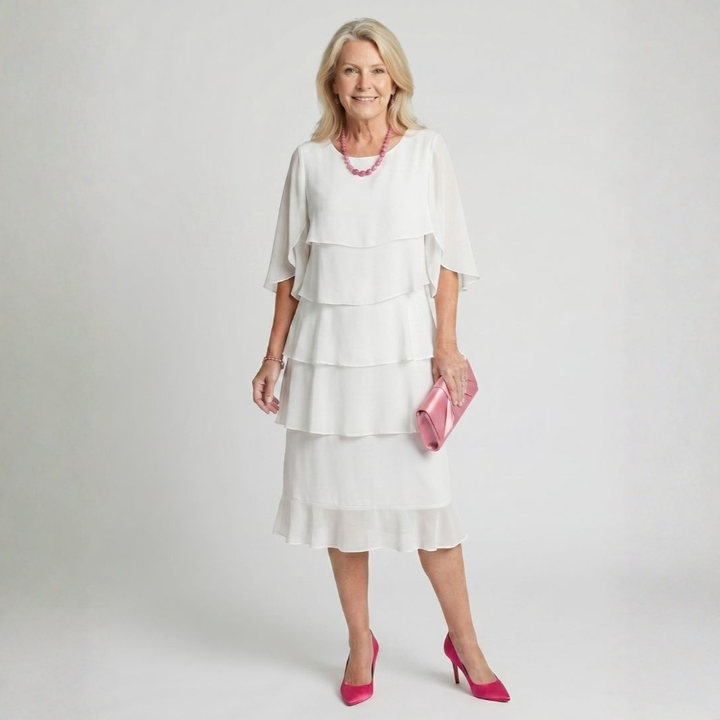 Victoria | Elegant Cascade Chiffon Dress