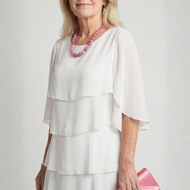 Victoria | Elegant Cascade Chiffon Dress