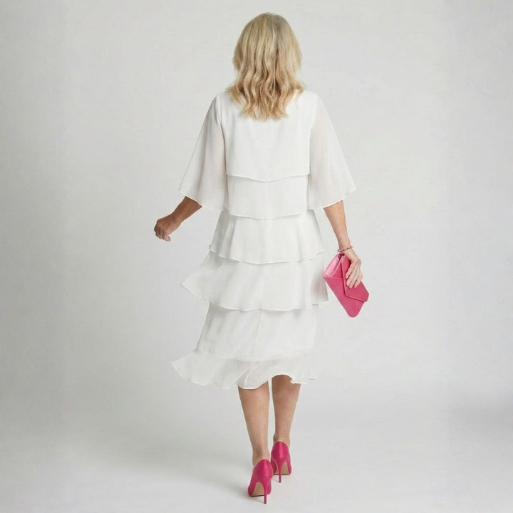 Victoria | Elegant Cascade Chiffon Dress