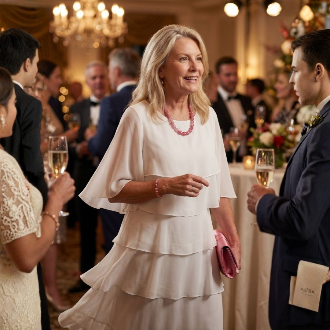 Victoria | Elegant Cascade Chiffon Dress