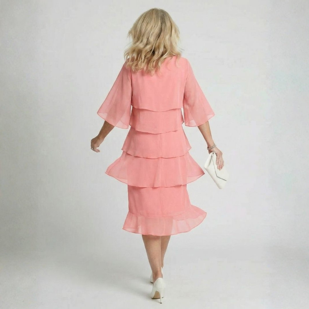 Victoria | Elegant Cascade Chiffon Dress