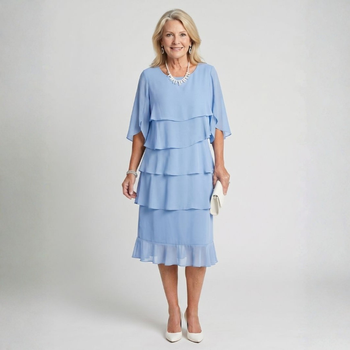Victoria | Elegant Cascade Chiffon Dress