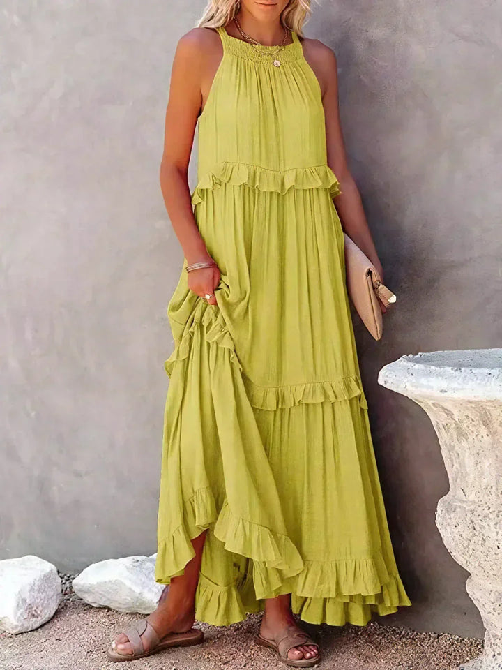 Robyn | Halter Ruffle Maxi Dress