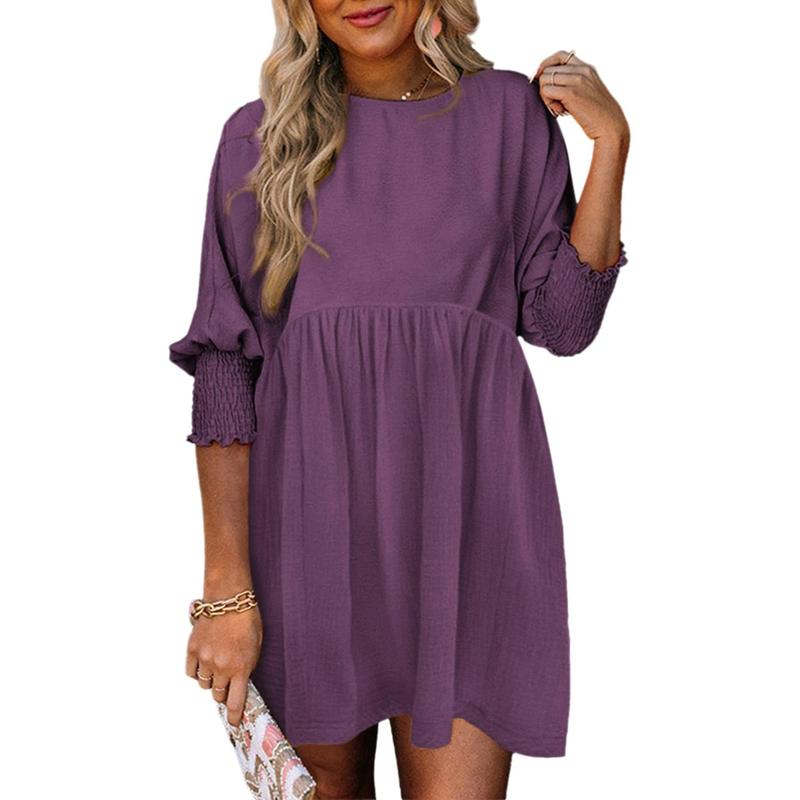 LEA™ – Women’s Casual Black Shift Dress Flowy Crew Neck Mini Sundress for Summer