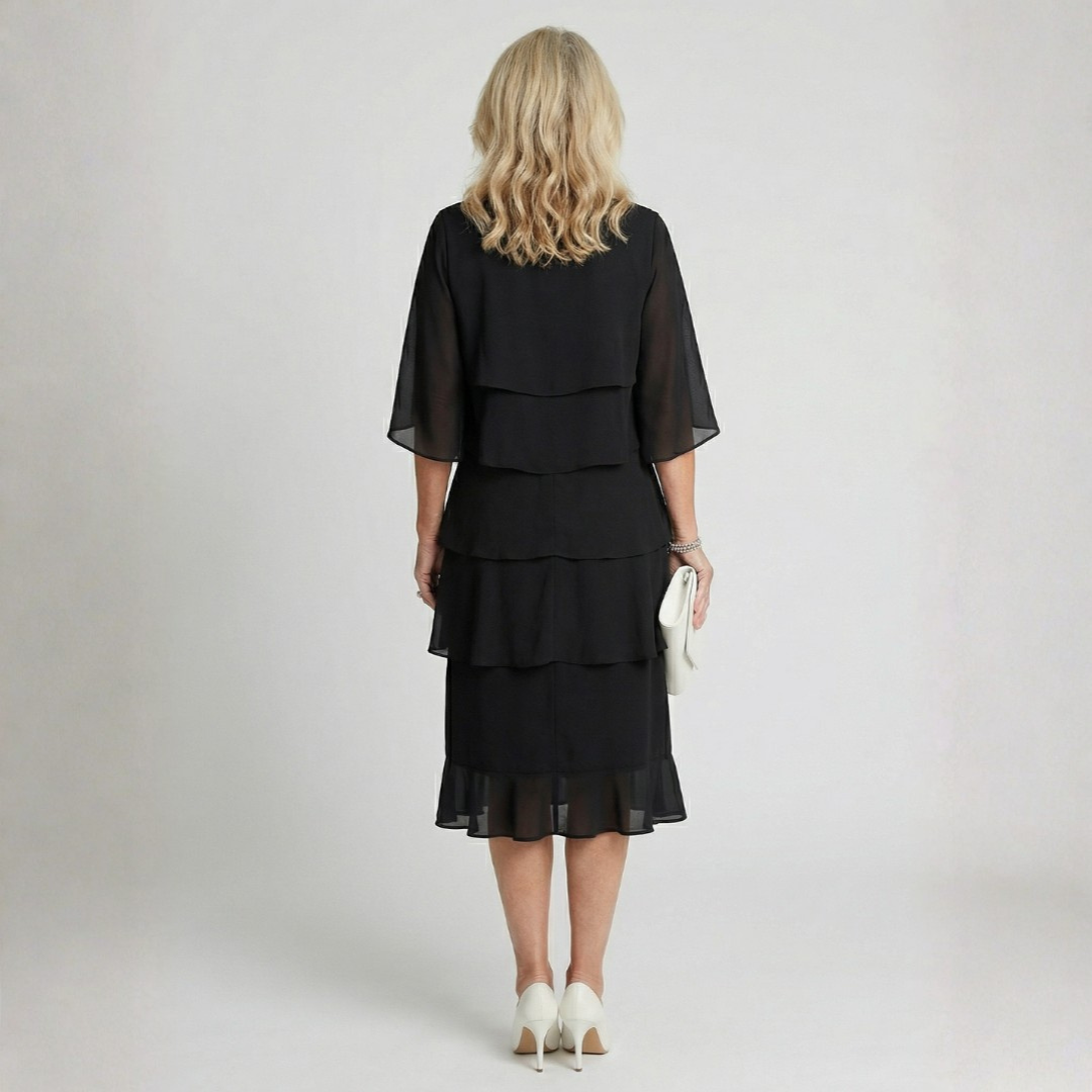 Victoria | Elegant Cascade Chiffon Dress