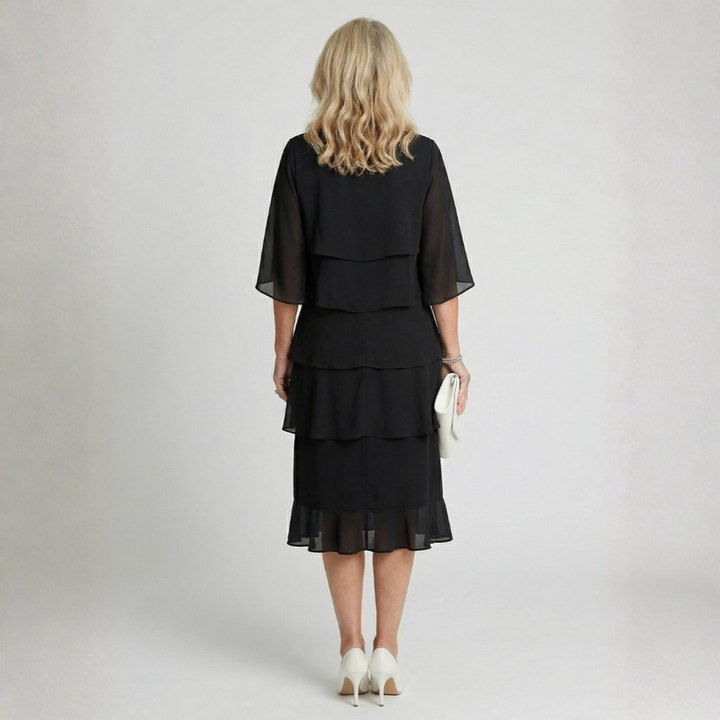 Victoria | Elegant Cascade Chiffon Dress