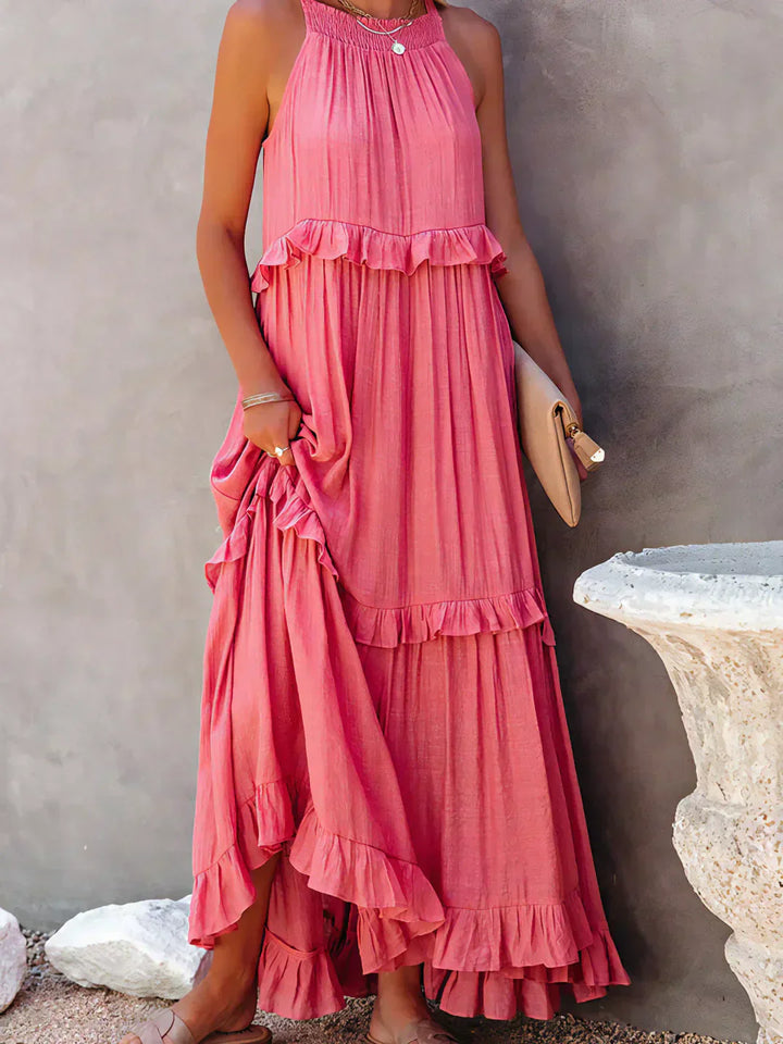 Robyn | Halter Ruffle Maxi Dress