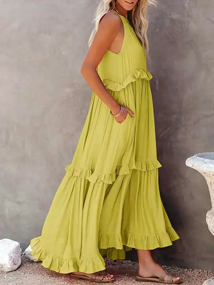 Robyn | Halter Ruffle Maxi Dress