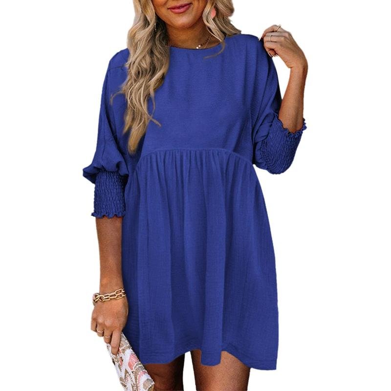 LEA™ – Women’s Casual Black Shift Dress Flowy Crew Neck Mini Sundress for Summer