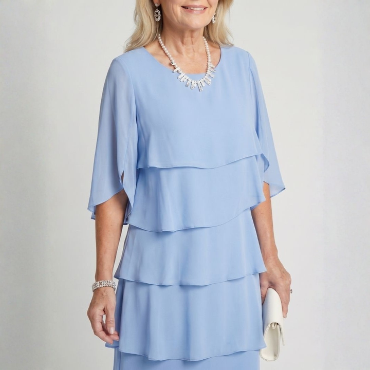 Victoria | Elegant Cascade Chiffon Dress