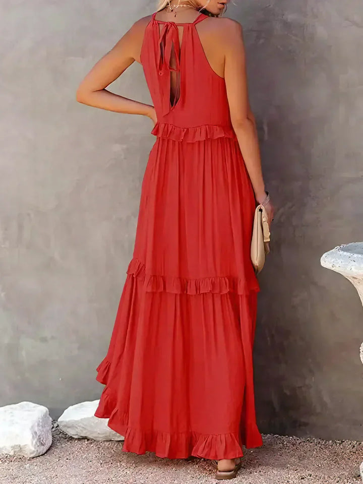 Robyn | Halter Ruffle Maxi Dress