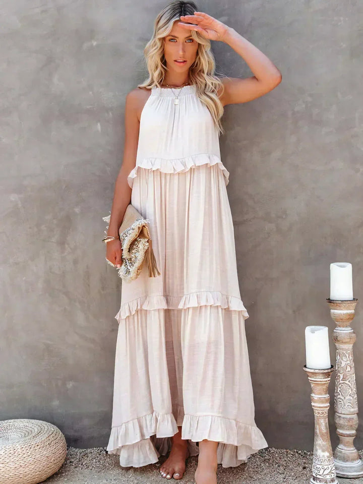 Robyn | Halter Ruffle Maxi Dress